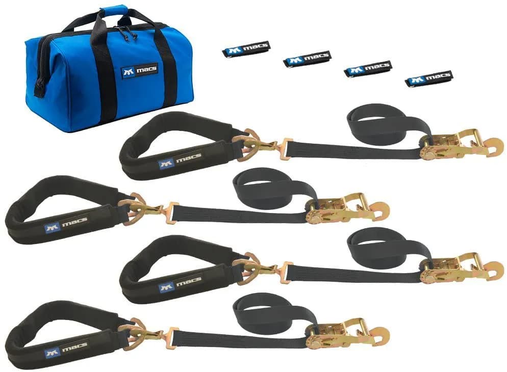 Pro Pack Black 2in x 8ft Direct Hook Ratchet Straps And (Axle Straps Black 2in x 40in )