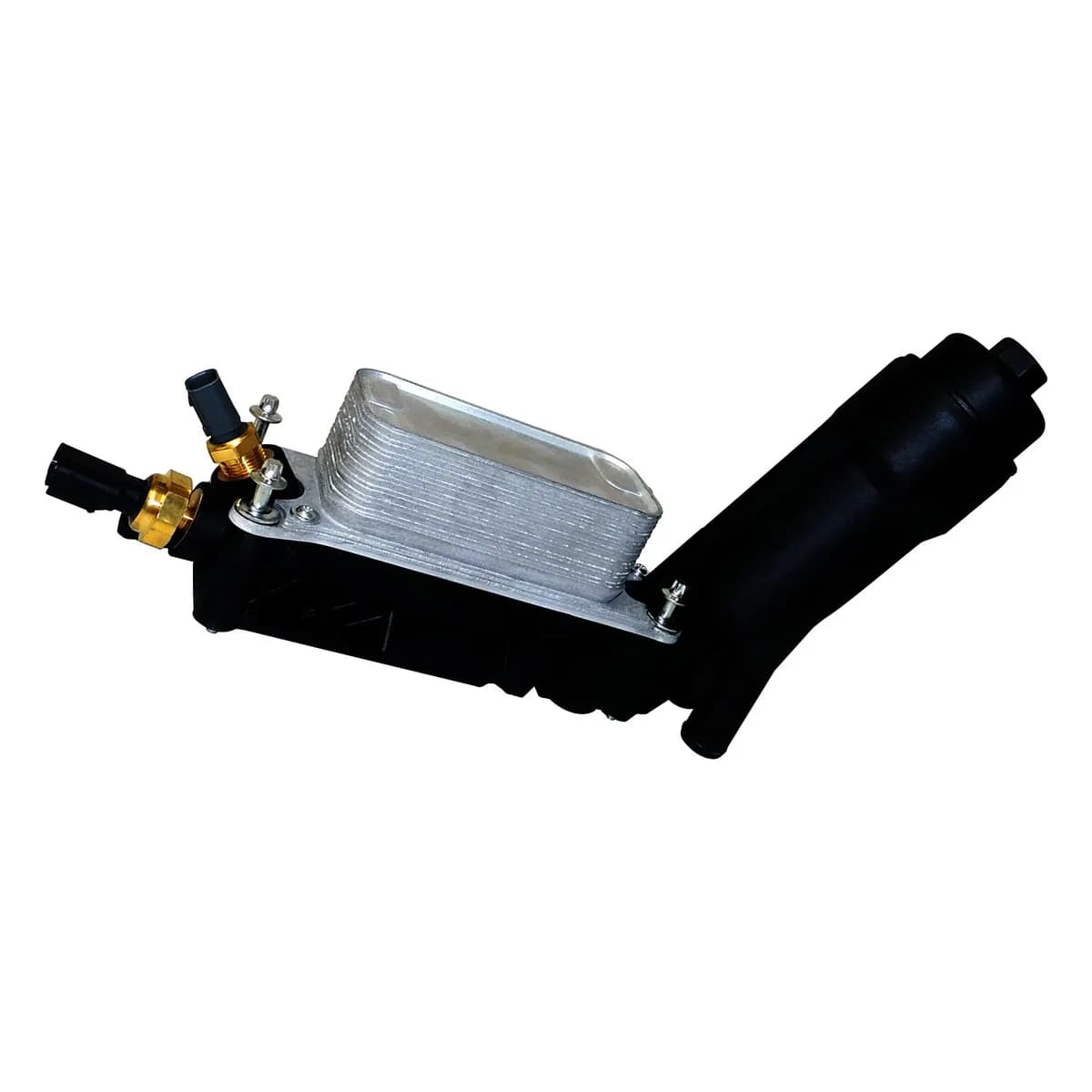 Oil Filter; w/ Cooler Assembly; Incl. Oil Pressure Sensor/Oil Temperature Sensor; Black; Aluminum/Plastic;