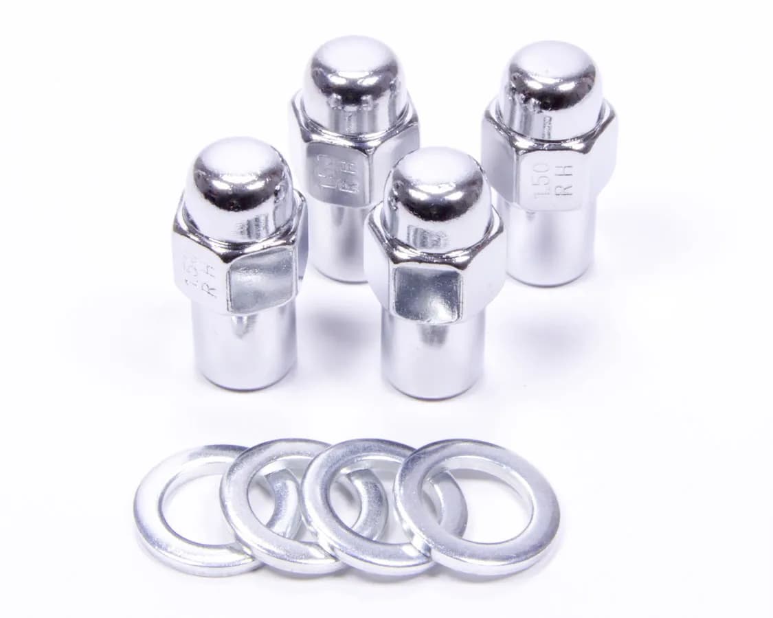 Extended Mag 13/16" Hex 7/16"-20 Chrome Pack of 4 Lug Nuts and 4 Washers 74177B