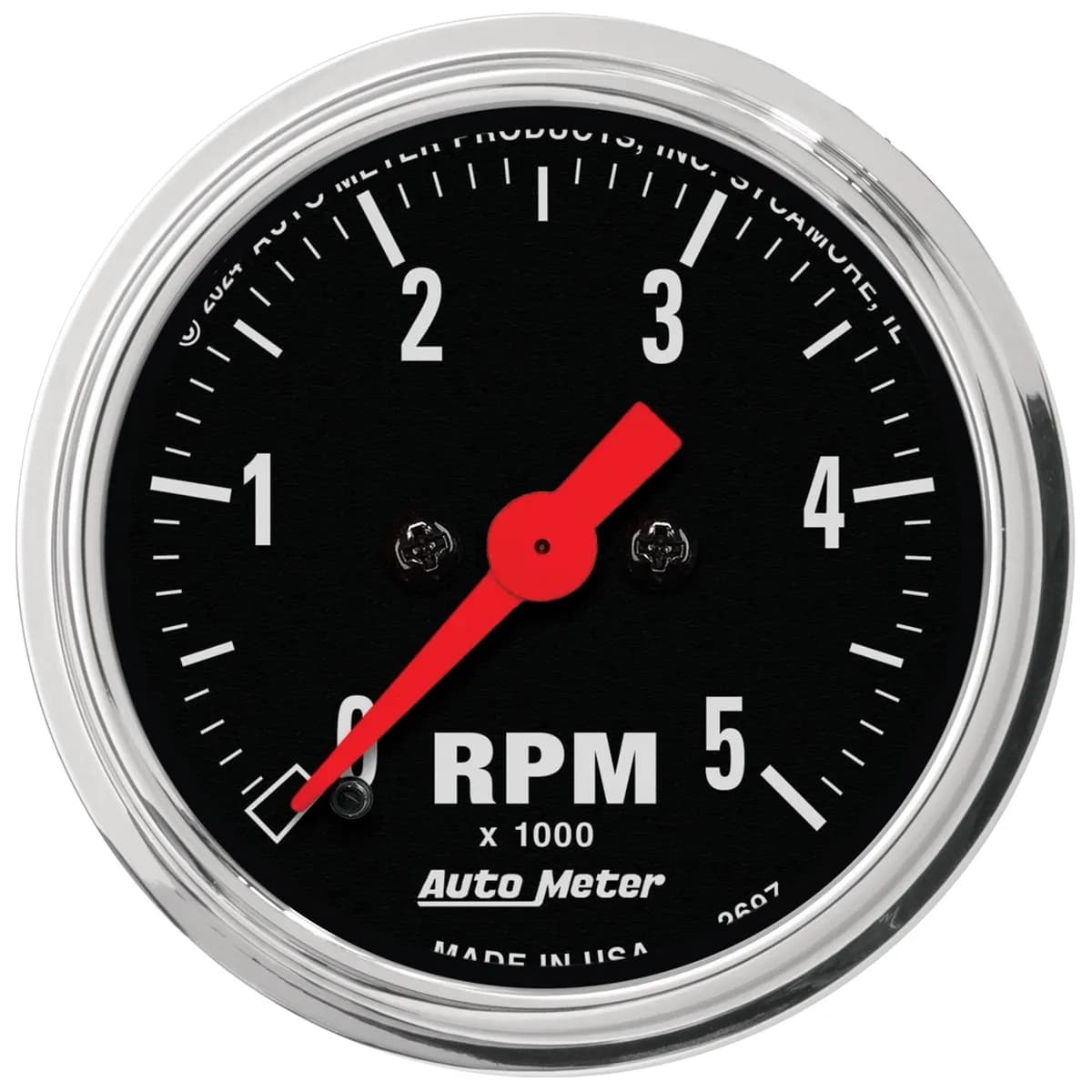 Autometer Gauge Tachometer 2 1/16 5k RPM In-Dash Traditional Chrome - 2497