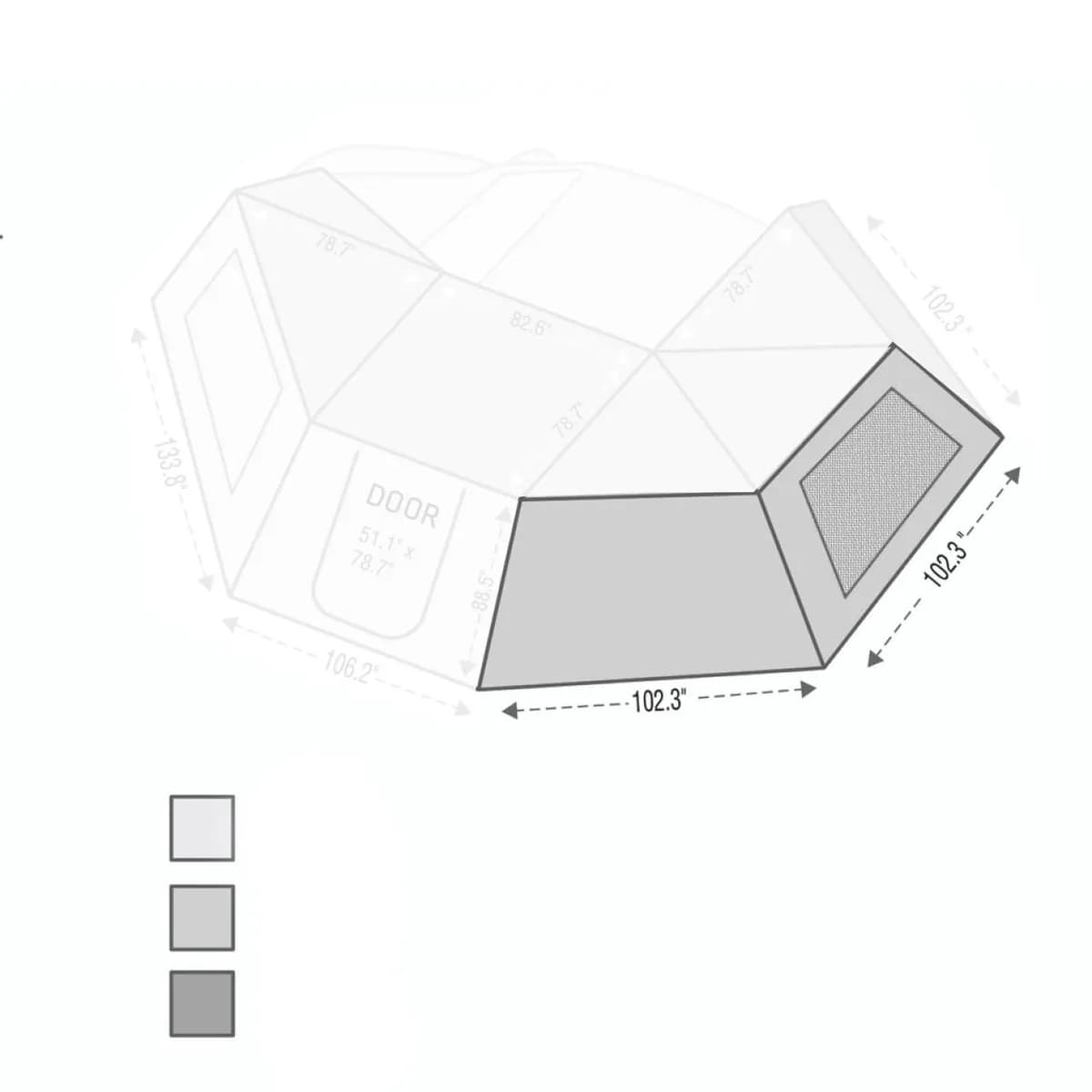 Overland Vehicle Systems Nomadic Awning 270 - Driver Side Wall 2 w/ Window - Dark Gray w/ Storage Bag