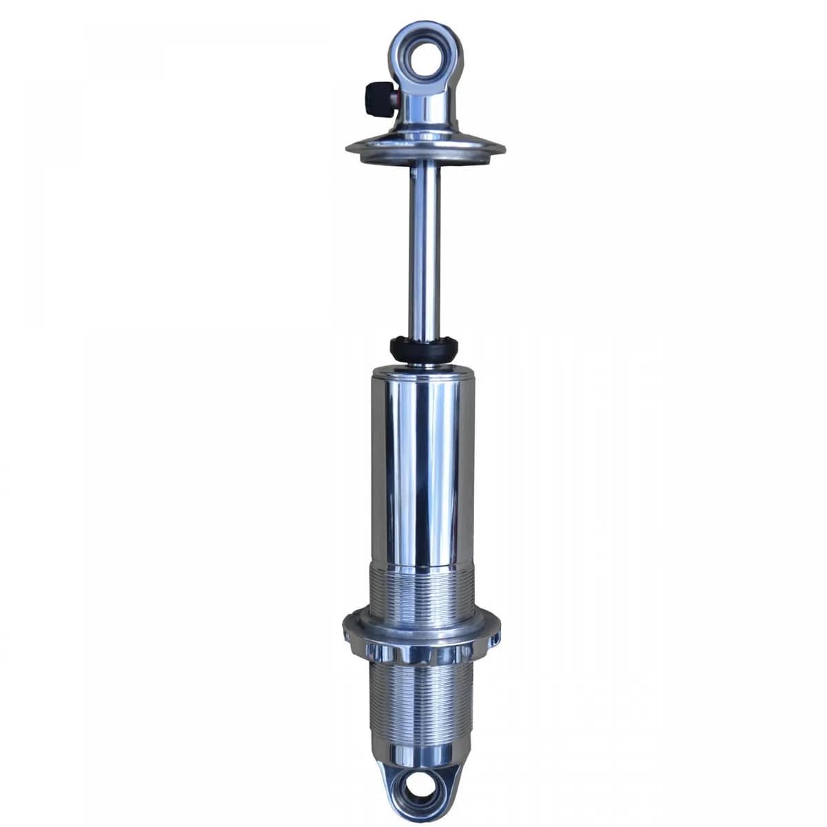 Polished HQ Coil-Over Shock W/ 4.1 Inch Stroke And 1.7 Inch Eye Mount Universal 1 Rebound Adjustable Shock Spring Mounts Delrin Spring Washers And Bearing Spacers 1/2 Inch And 5/8 Inch 10.1 Inch X 14.25 Inch W/ A 12.25 -12.5 Inch Ride Height Ridetech