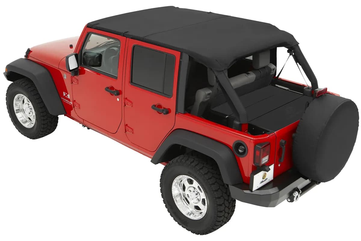 Jeep Bikini Top Header Safari Bikini Tops For Jeep 2007-2009 Wrangler JK 4 Door Black Diamond Fabric Bestop