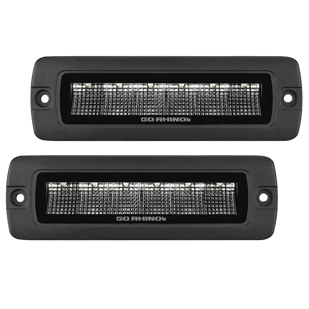 go Rhino 750300621sbf Blackout Series - Sixline 6-Led Flood Lights With Flush Mount, Pair