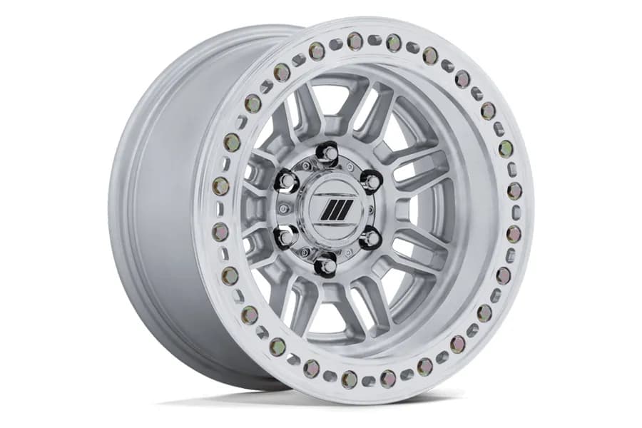 Wheel Pros Equalizer Beadlock Wheel 17X9 5X5 -12mm Offset - Gloss Silver w/Machined Face - JT/JL/JK