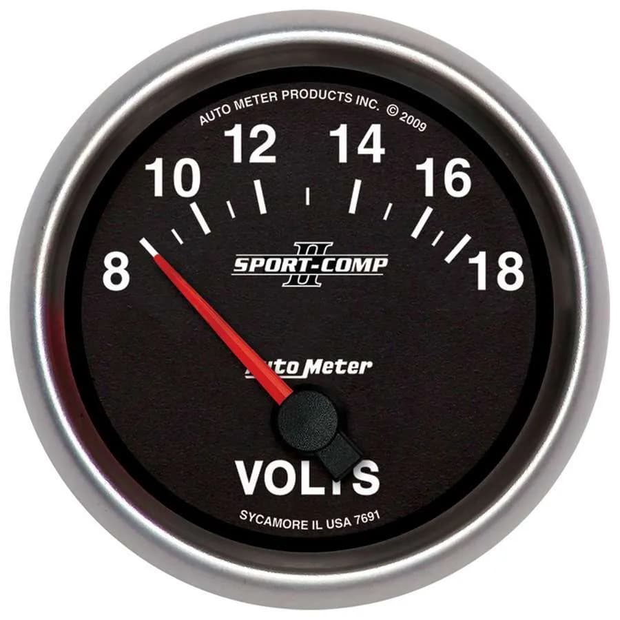 Gauge, Voltmeter, 2 5/8", 18V, Electric, Sport-Comp II