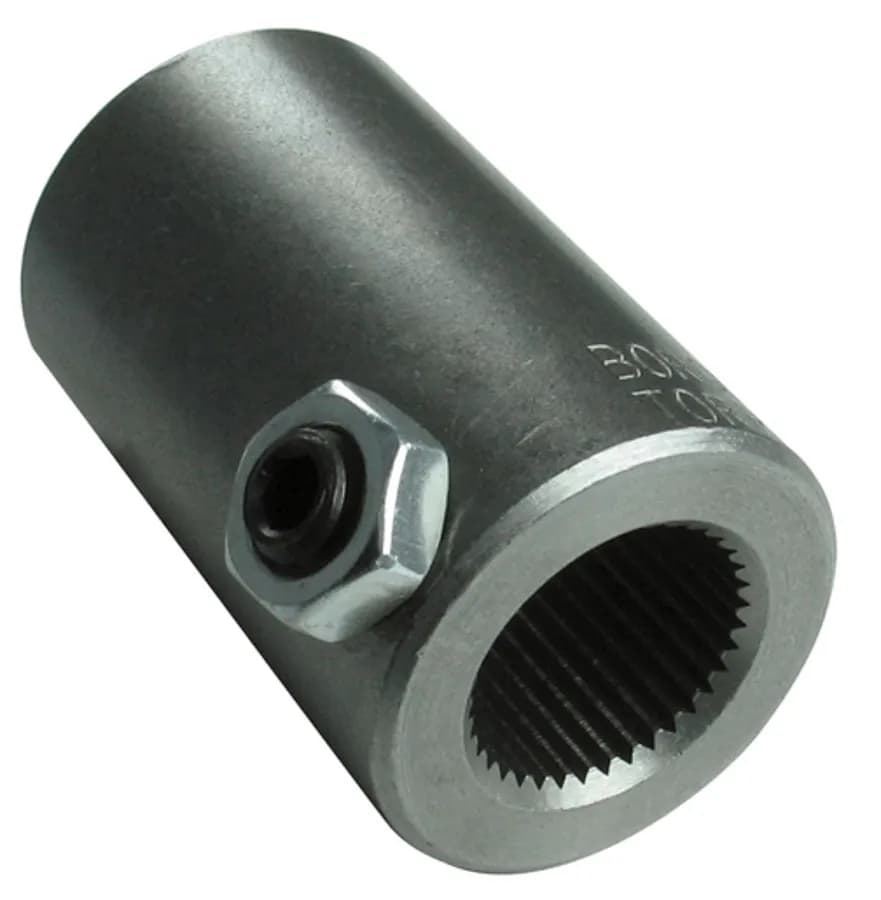 Borgeson - Steering Coupler - P/N: 312500 - Steel steering coupler. Fits 11/16 in.-36 Spline X 3/4 in. Smooth bore.
