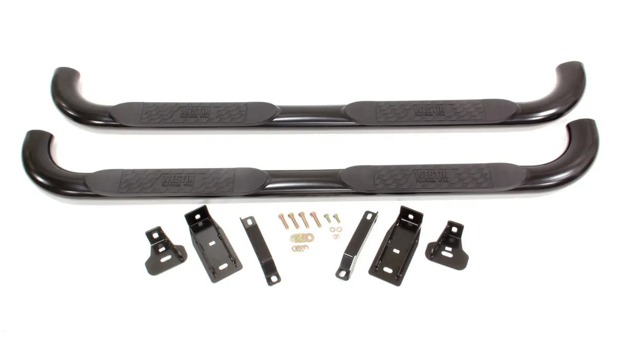 Platinum 4 Oval Nerf Step Bars Black SilveradoSierra 1500 Ext Cab 1999-2013 2500LD Ext Cab 1999-2004 253500HD Ext Cab 2001-2014