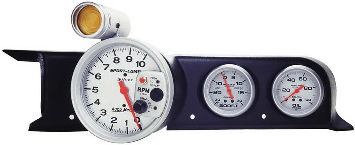 Gauge Mount, Dash Top, Triple, (5" Pedestal Tach, 2 5/8"x2), Mustang 87-93 Fox