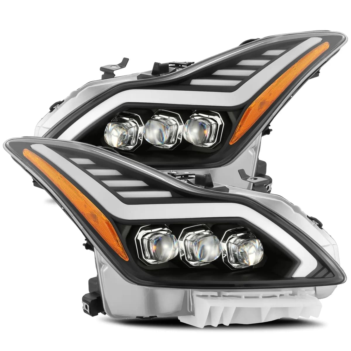 LED Projector Headlights Black w Sequential Activation Light Sequential Signal DRL