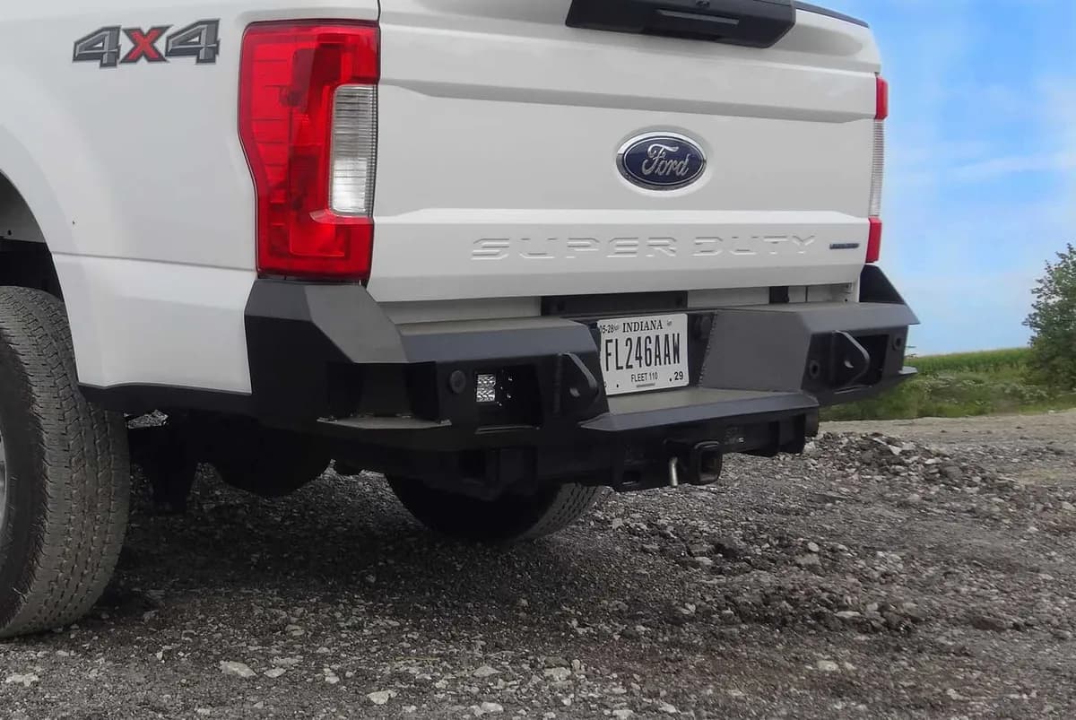 Ford F250-350 2017-2018 Rear Signature Series Bumper Compatiable w Reverse Sensors Black Powder Coated 2017-2018 Ford F-250-F350