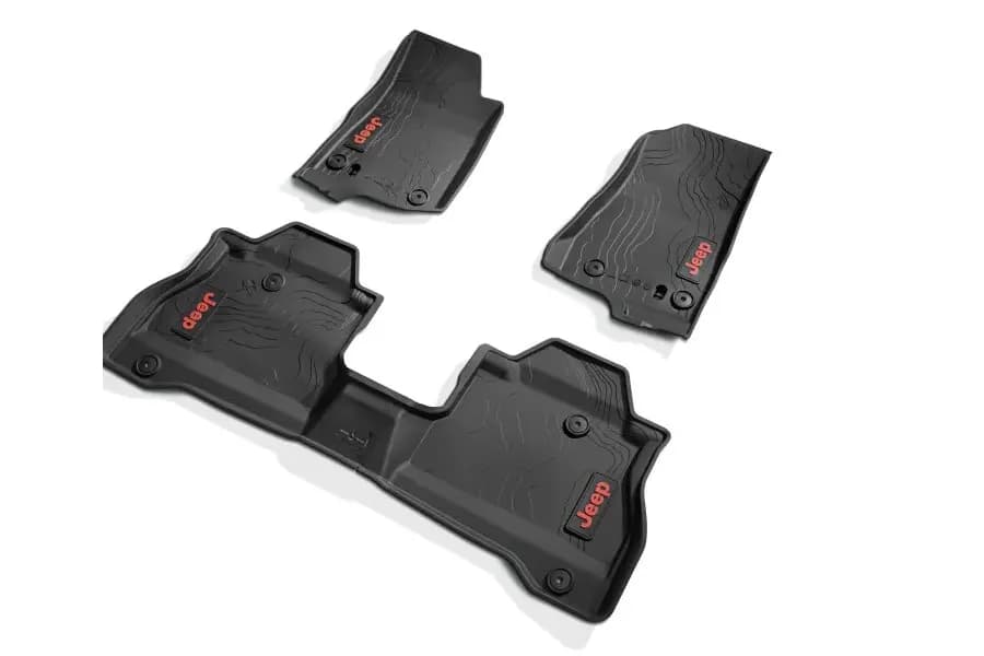 Mopar All Weather Floor Mats - Black w/Red Logo - JT