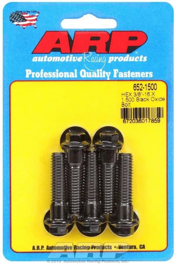 3/816 x 1.500 Hex Black Oxide Bolts