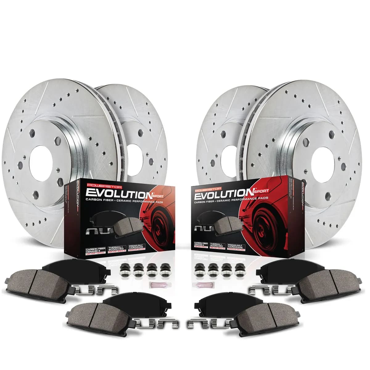 Z23 Evolution Sport Upgrade Kit: Drilled/Slotted Rotors; Carbon-Fiber Ceramic Pads W/Hardware; Pad Sensors
