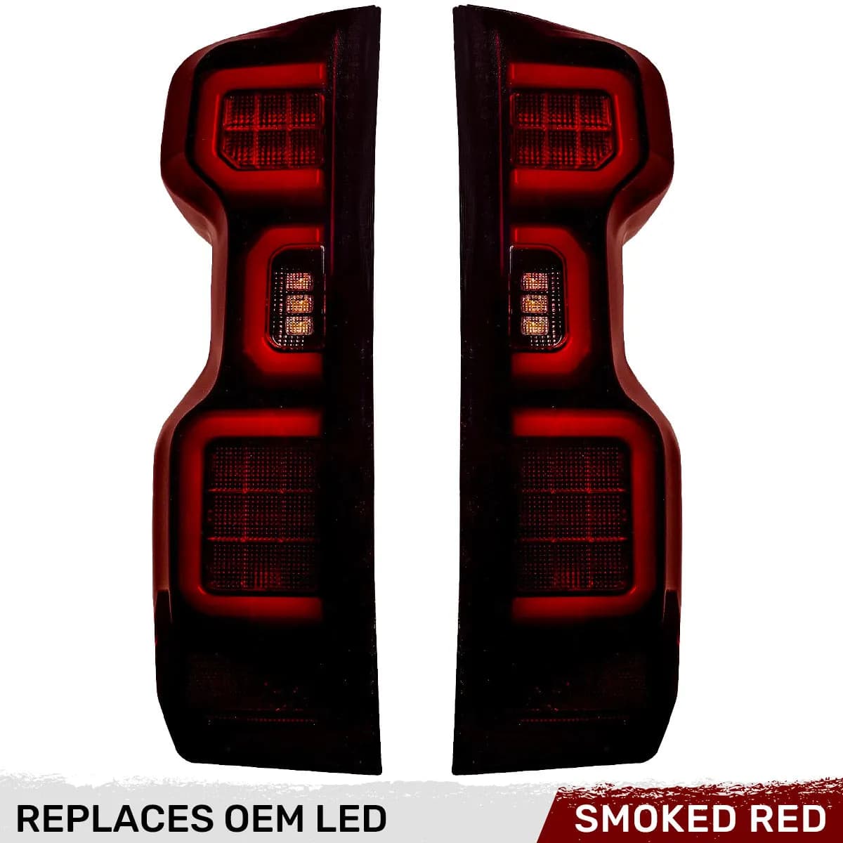 Chevy Silverado 19-20 1500 And 20-21 25003500 Replaces Factory OEM LED Tail Lights Only Oled Tail Lights - Red Smoked Lens
