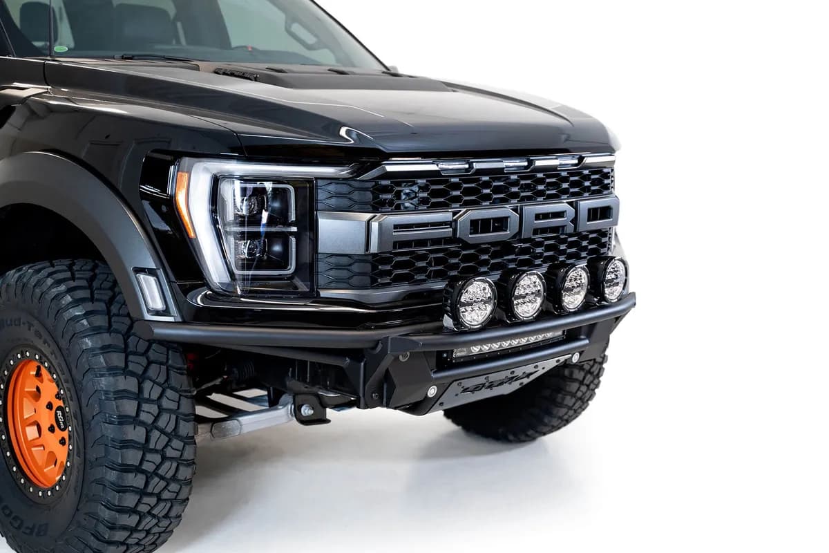 Ford Raptor 2022 - Up Bolt on Light Hoop for Pro Bolt-On Front Bumper With 10 duallys or 4 6 Round Lights in Hammer Black