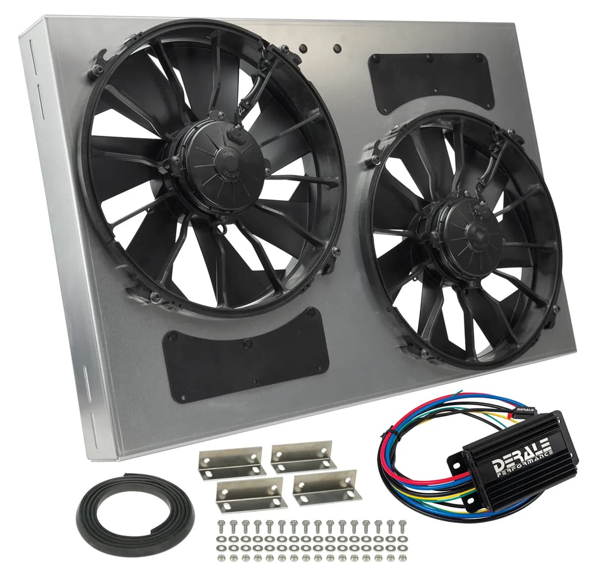 Derale 66837 Powerpack- High Output Dual 12 Electric RAD Fan/Alum Shroud Kit -PWM Controller