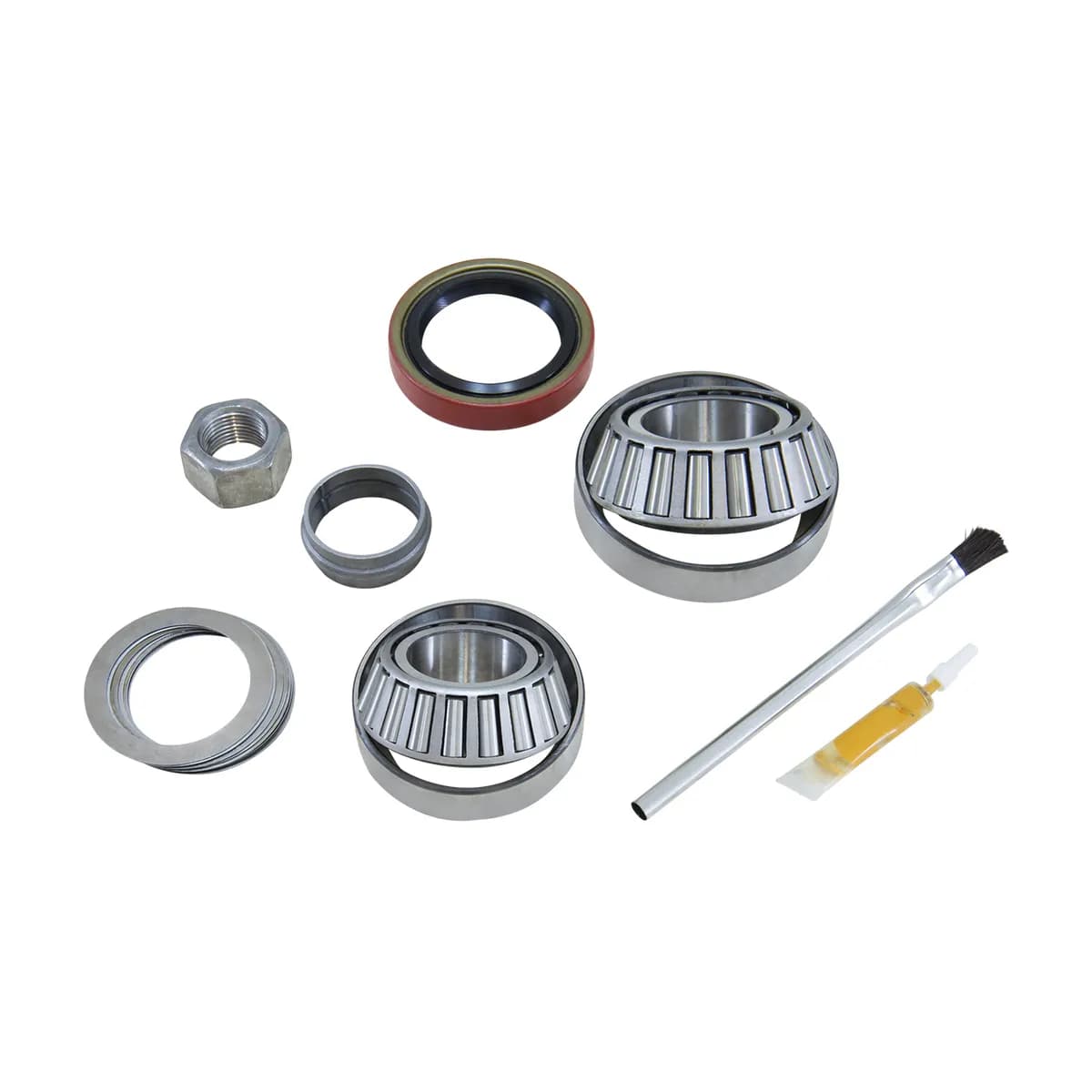 Yukon Pinion installation kits are a terrific solution for gear installation on lower mileage vehicles where the carrier bearings races can be reused. This kit uses Timken bearings and races along with a high quality pinion seal and small parts. Included