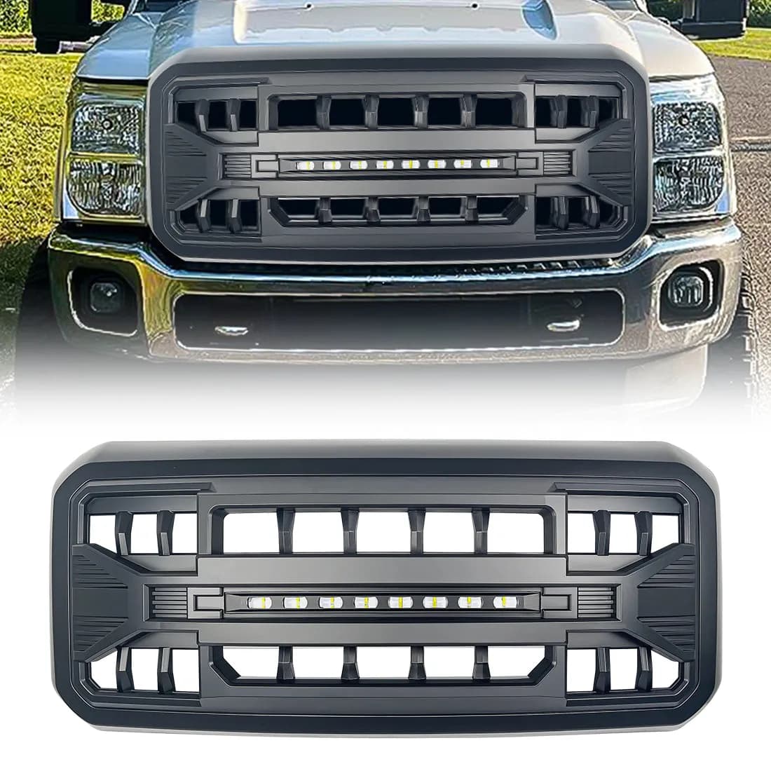 American Modified Amfmfa00105 Armor Grille With LED Off-Road Lights - Matte Black