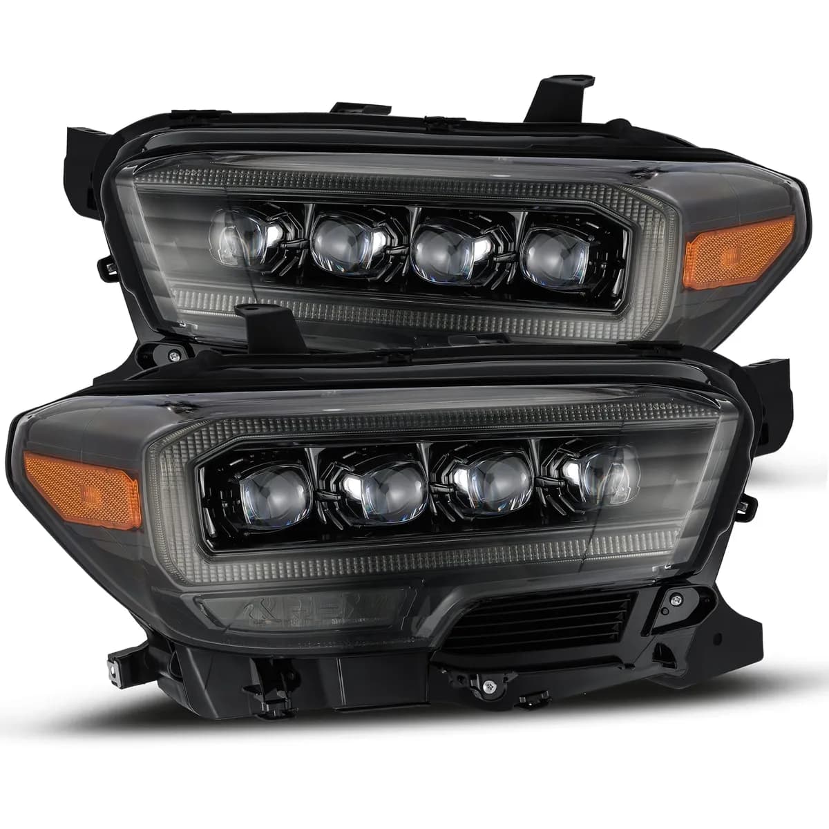 LED Projector Headlights Plank Style Design Midnight Black w Activation Light