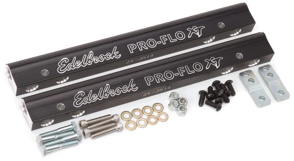Edelbrock 3644 Fuel Rail Kit for Big-Block Chrysler 413-440 -6 AN in Black Finish