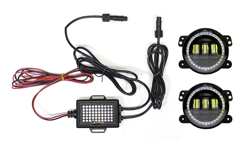 Quake LED - Qte905 - Jeep Jk/Cj/Tj 4 Inch 30 Watt Fog Light RGB HD Accent Tempest Series For 1975-1983 Jeep Cj5