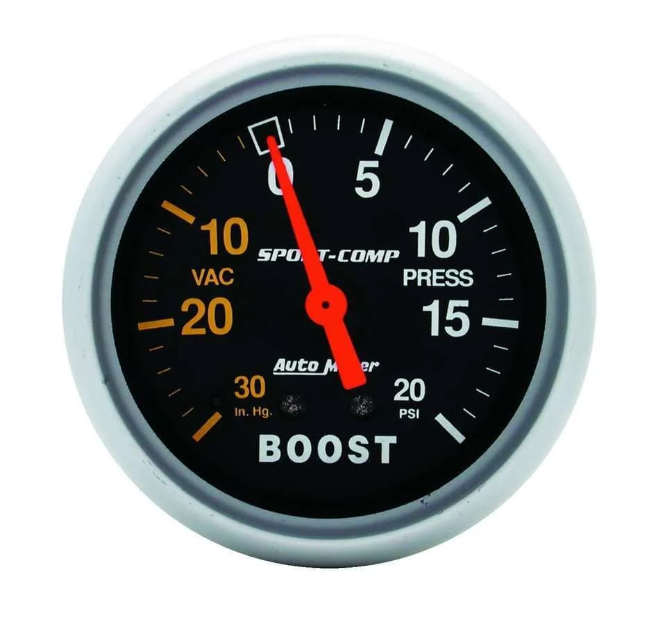 Gauge, Vac/Boost, 2 5/8", 30inHg-20psi, Mechanical, Sport-Comp