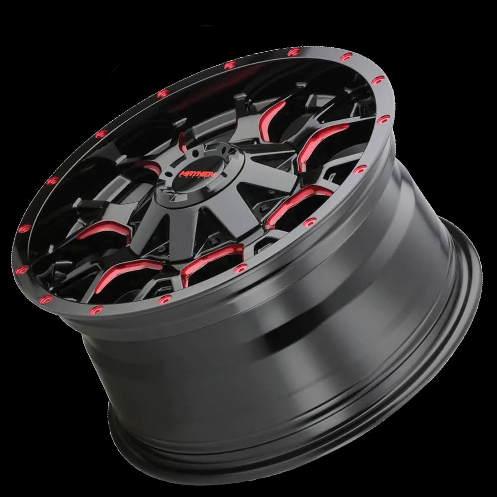 Mayhem Offroad Wheels Warrior 8015 RD 17x9 Prism Red Black 18 Off Set 6 Lug 5.71 BSM 106 Bore Cast Aluminum