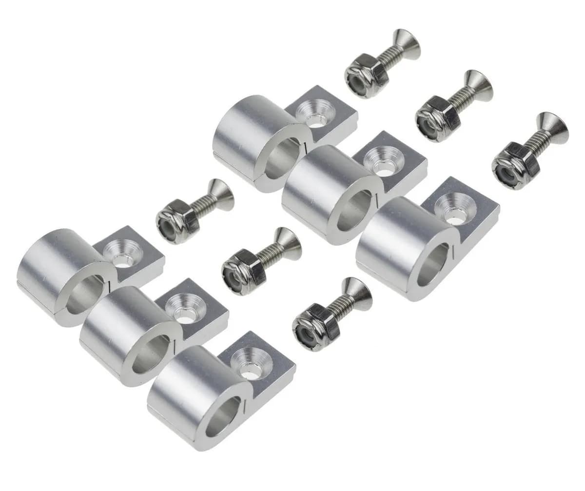 3/16 Polished Aluminum Line Clamps 6pcs/Pkg