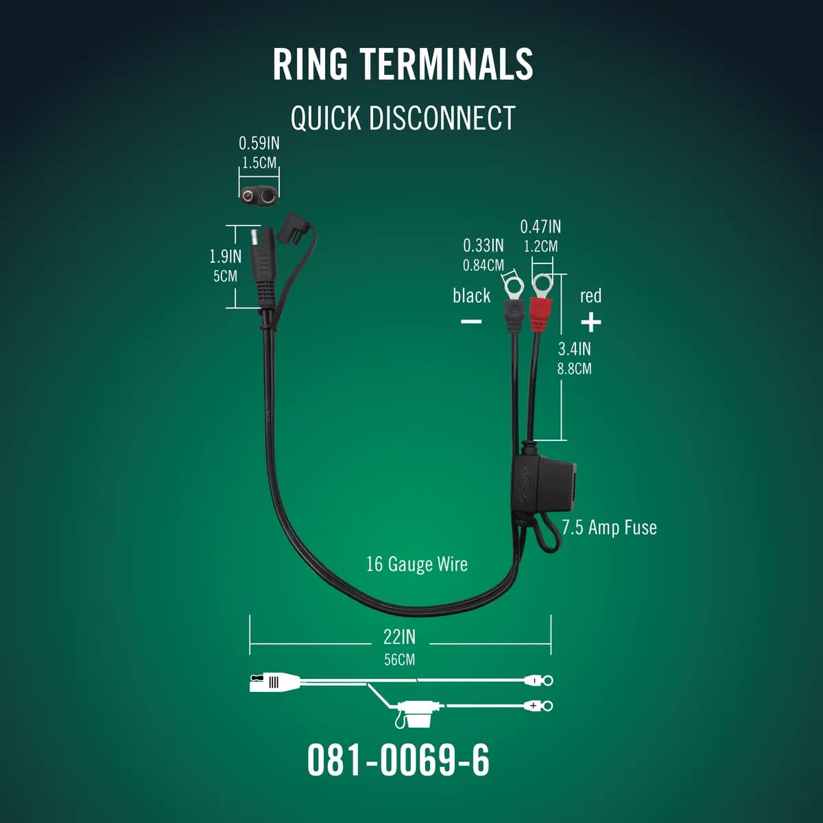 Ring Terminal Harness with Quick Disconnect 25 Pack