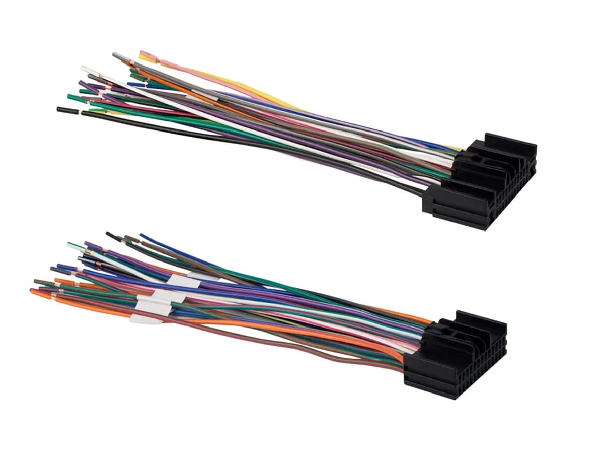 OEM Radio Harness; Plugs Into Car OEM Radio; Power 4-Speakers; 7 in. Long; Fully Terminated 24-Pin And 26-Pin;