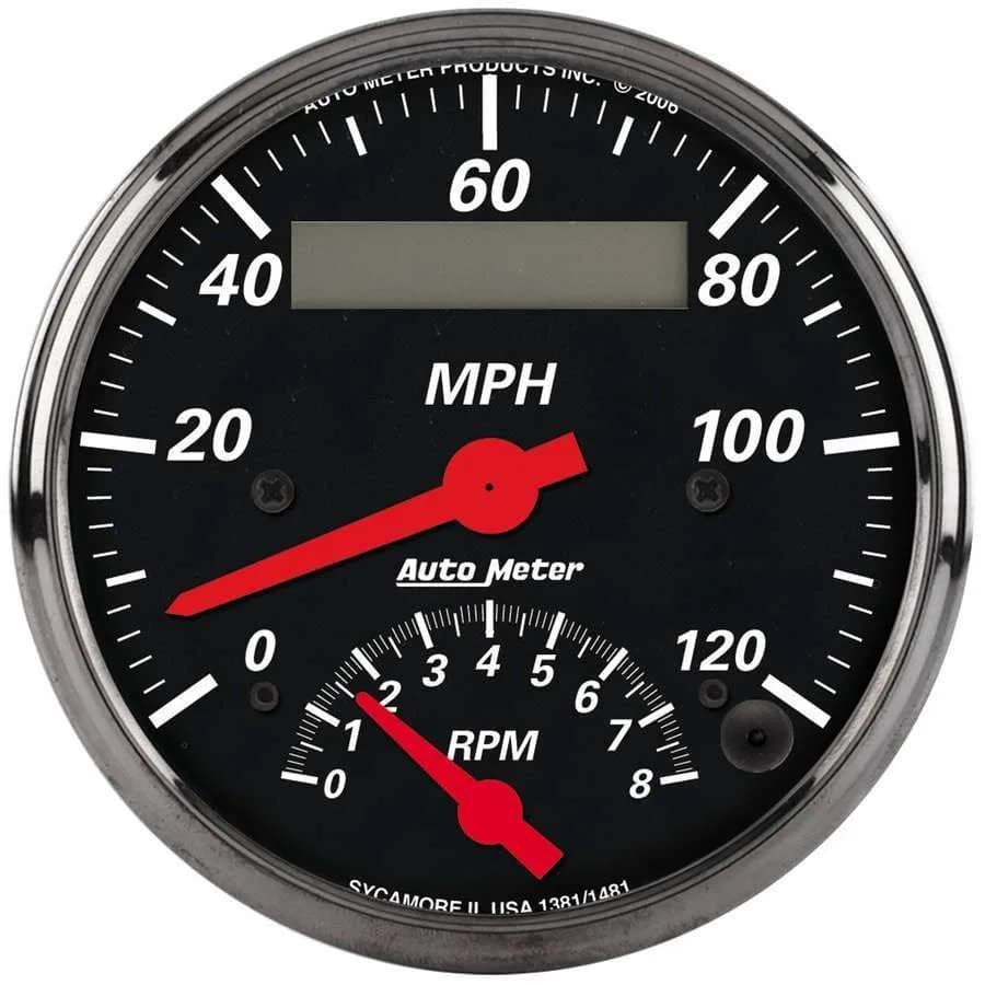 Gauge, Tach/Speedo, 3 3/8", 120mph & 8k RPM, Elec. Program., Designer Blk