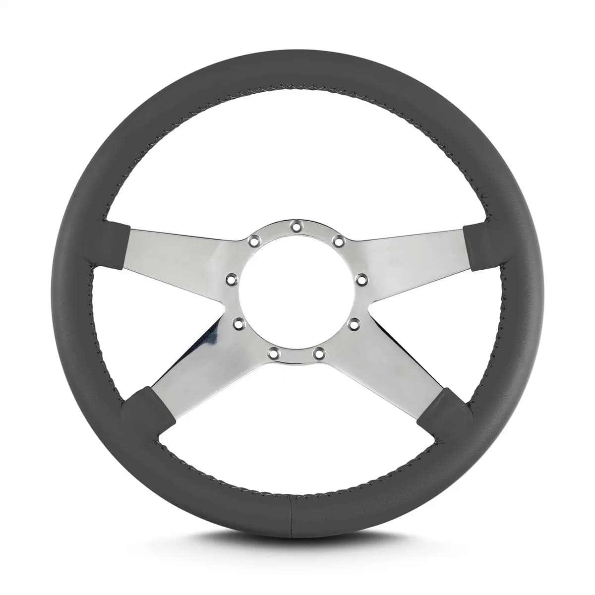 Lecarra Mark 9 Standard Steering Wheel; Dark Grey; Polished Spokes; 14 in. Standard Grip;