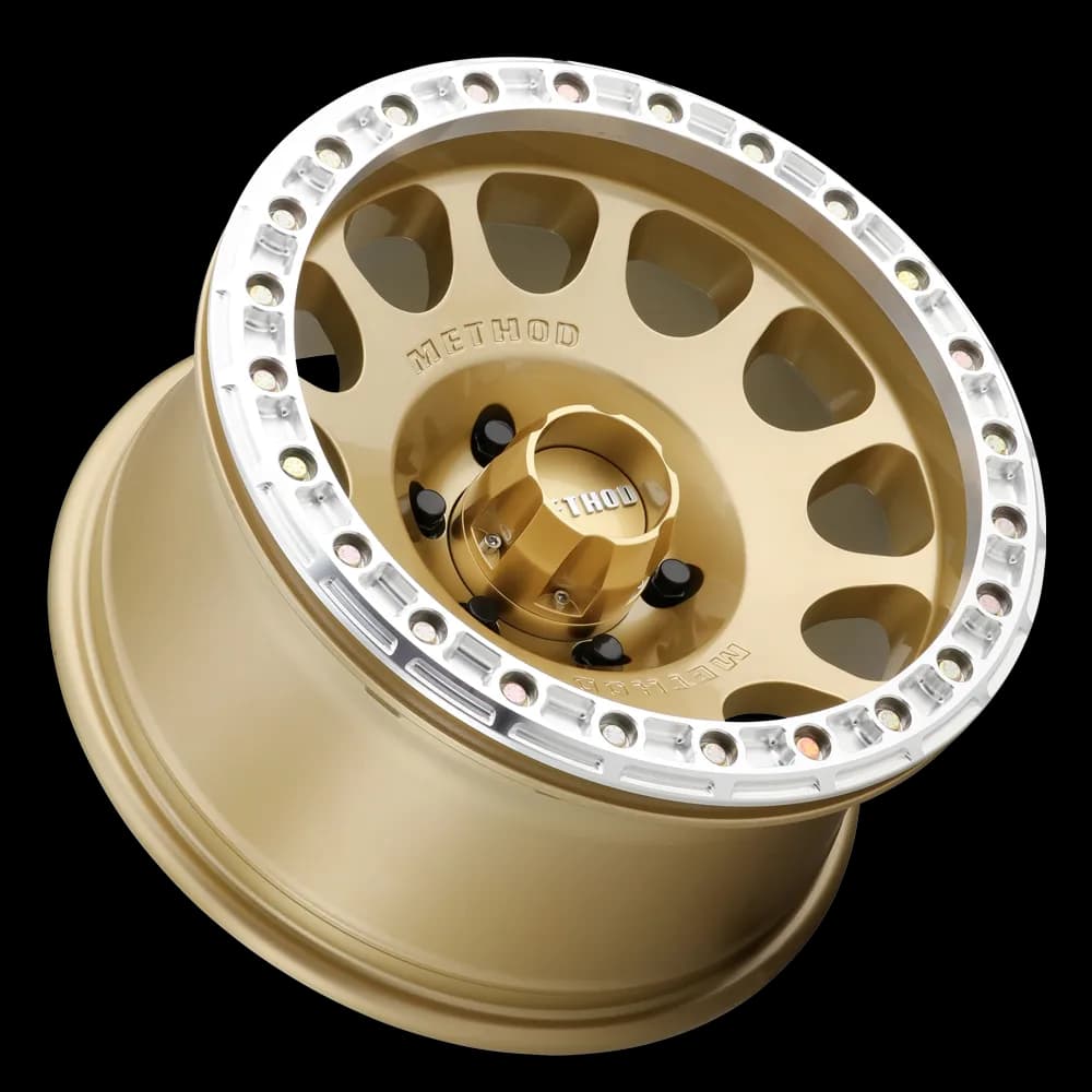 Aluminum Wheels 17x9 Beadlock MR105 Bolt Pattern 5 On 127 Offset -38 Lip Size 1.77 Gold GD Method