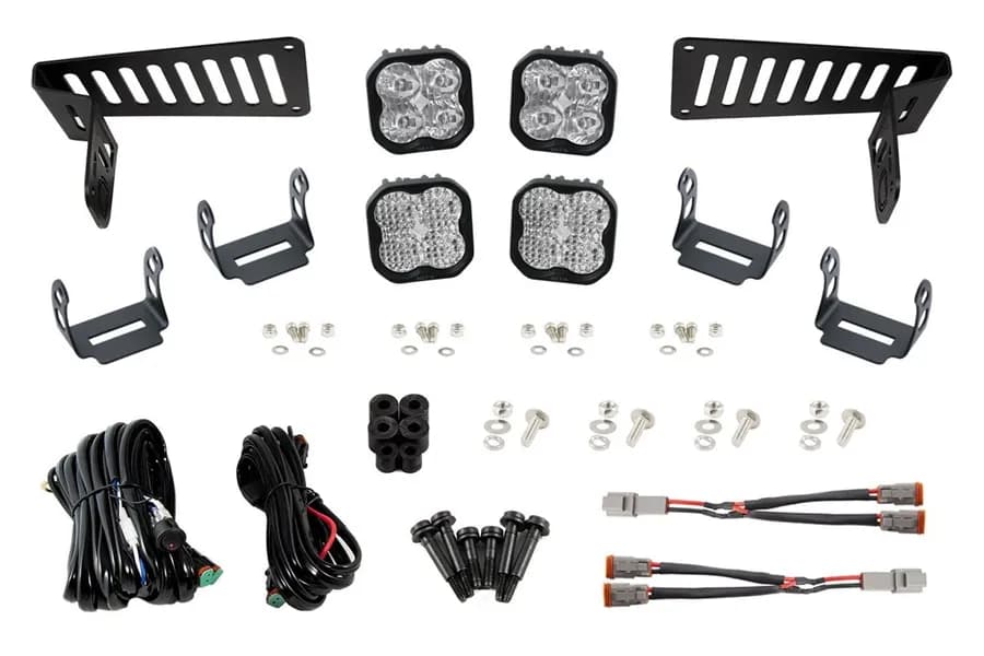 Diode Dynamics SS3 Sport Cowl Mount LED Bracket Kit w/ LED Lights - White Driving/Flood - JT/JL