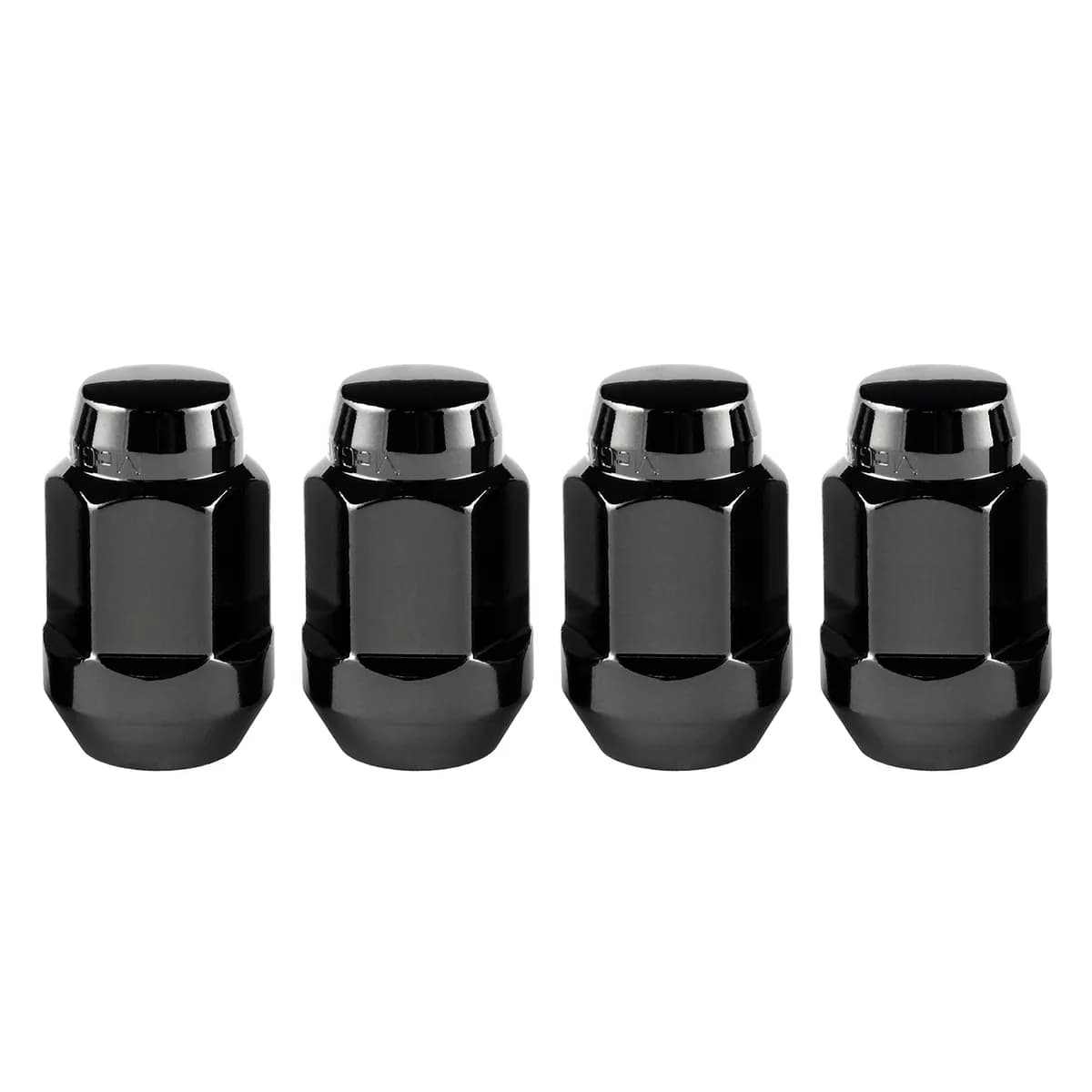Hex Lug Nut M14x1.5 Cone Seat Bulge 22mm Hex 1.635 in Oal Black (4 Pk)
