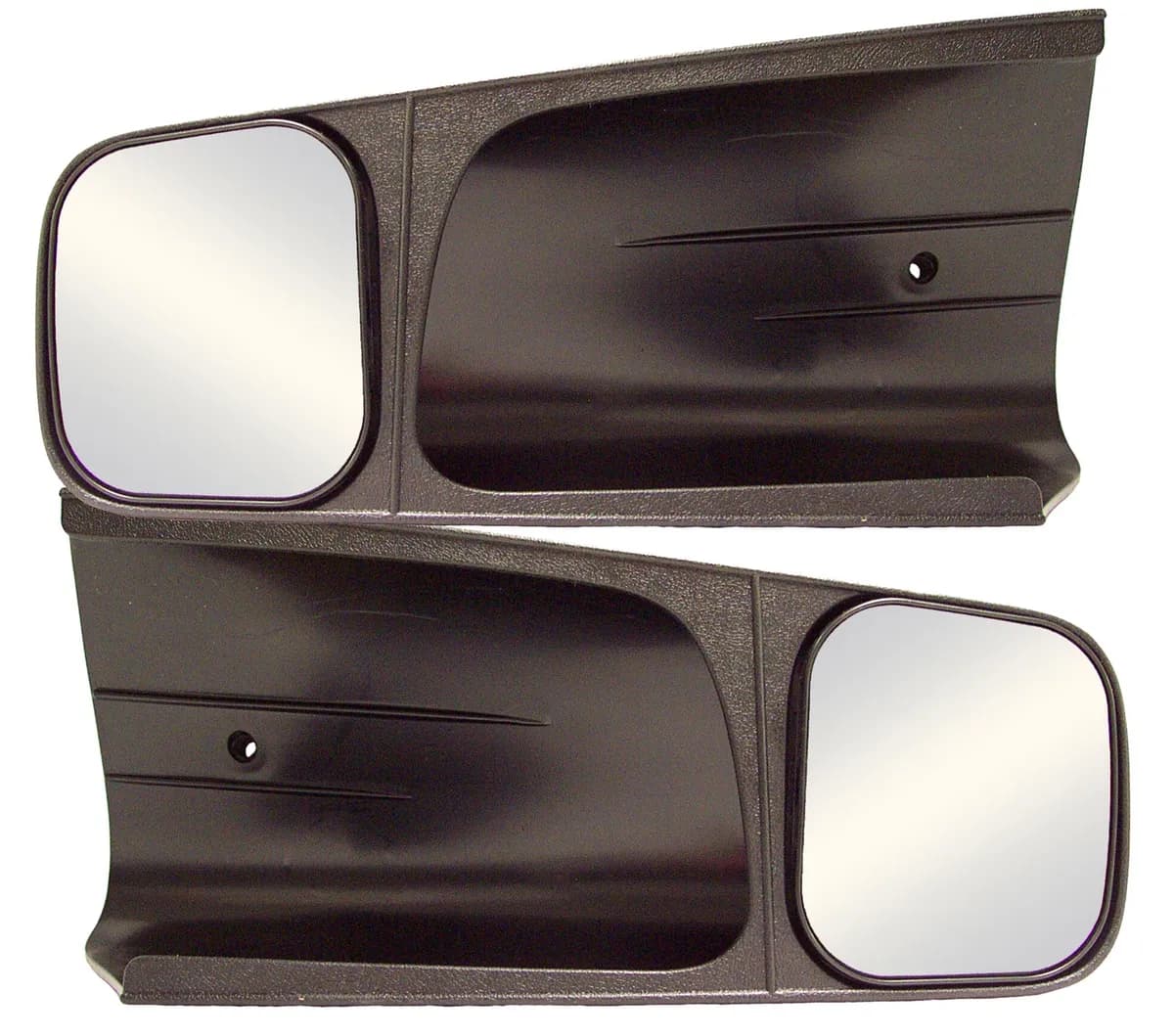 Custom Towing Mirror Set; Fits Long/Thin Black Fold-Away Mirror Not Attached To An Arm; Pair;