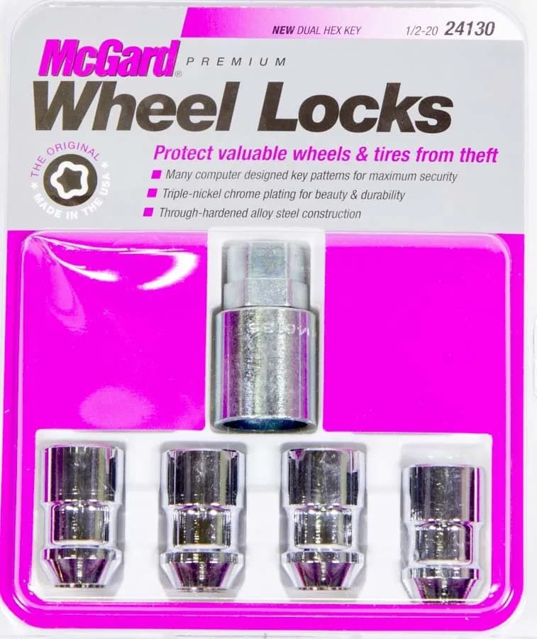 Wheel Lock Set 1/220 Nut Cone Seat Dual 3/4 &13/16 Hex 1.46 in Oal Chrome