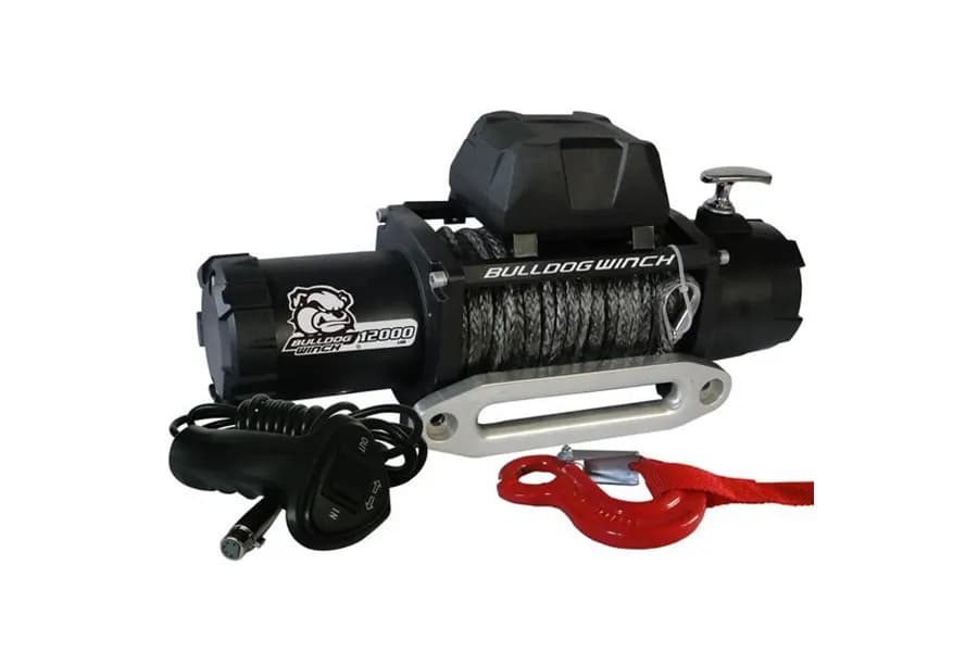 12,00 LB Winch 100 Ft Synthetic Rope 6.0hp Series Wound Motor Roller Fairlead Bulldog Winch
