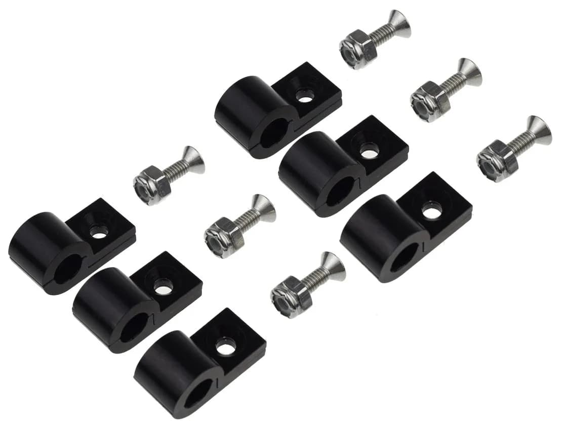 1/4 Black Aluminum Line Clamps 6pcs/Pkg