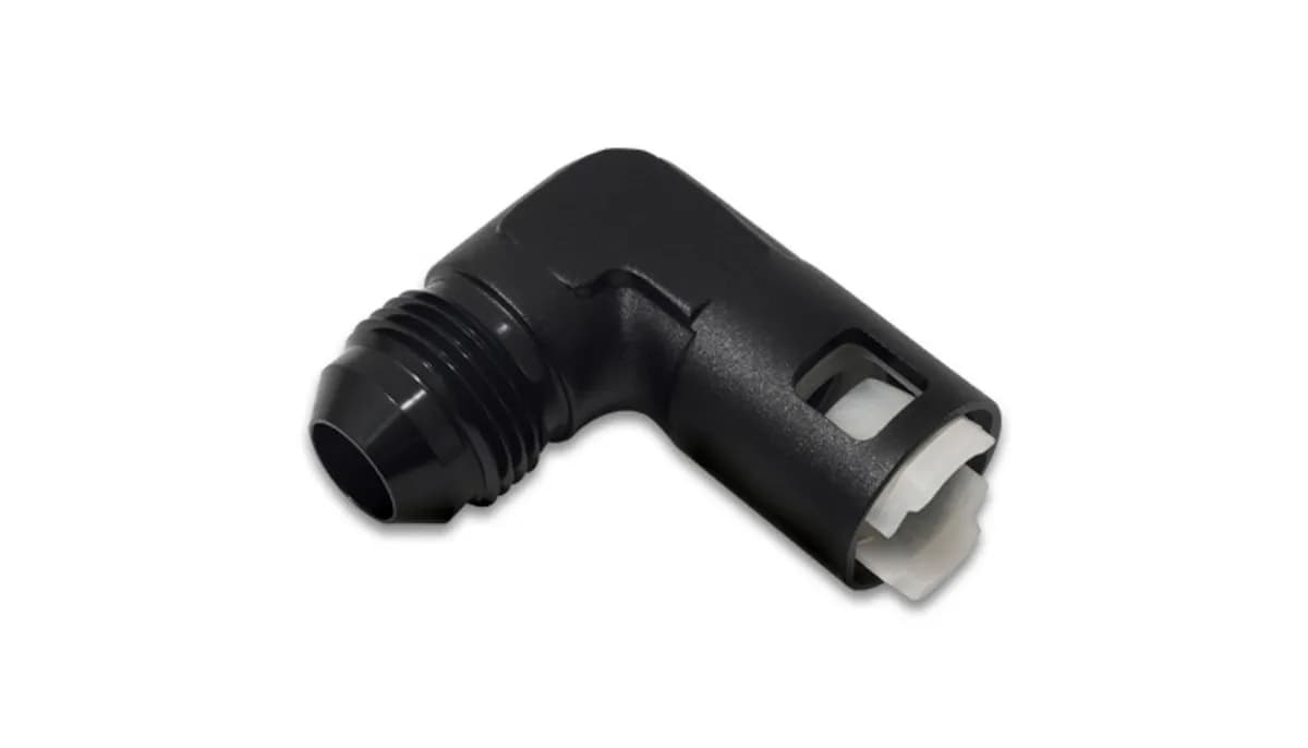 Vibrant Performance - 16922 - 90 Degree Male AN Quick Disconnect EFI Adapter, AN Size: -8; EFI Line Size: 3/8 in.