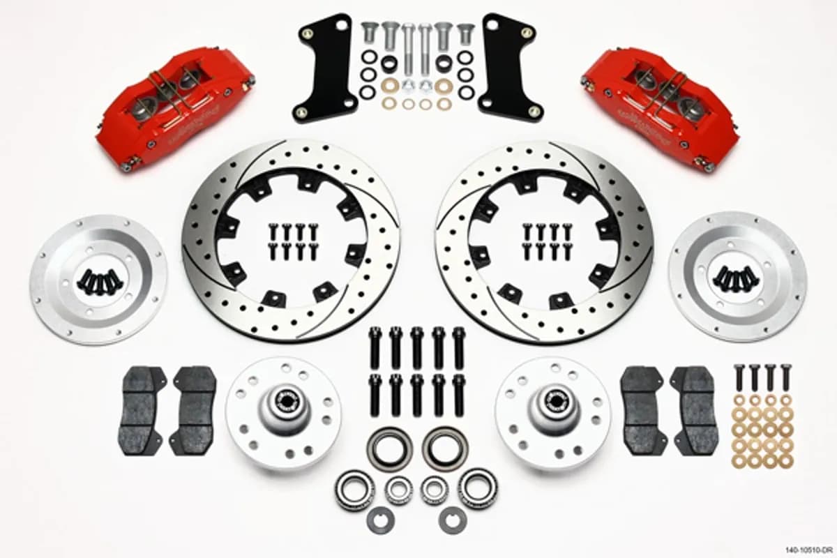 Wilwood DP6A Front Hub Kit 12.19in Drilled Red 67-69 Camaro 64-72 Nova Chevelle