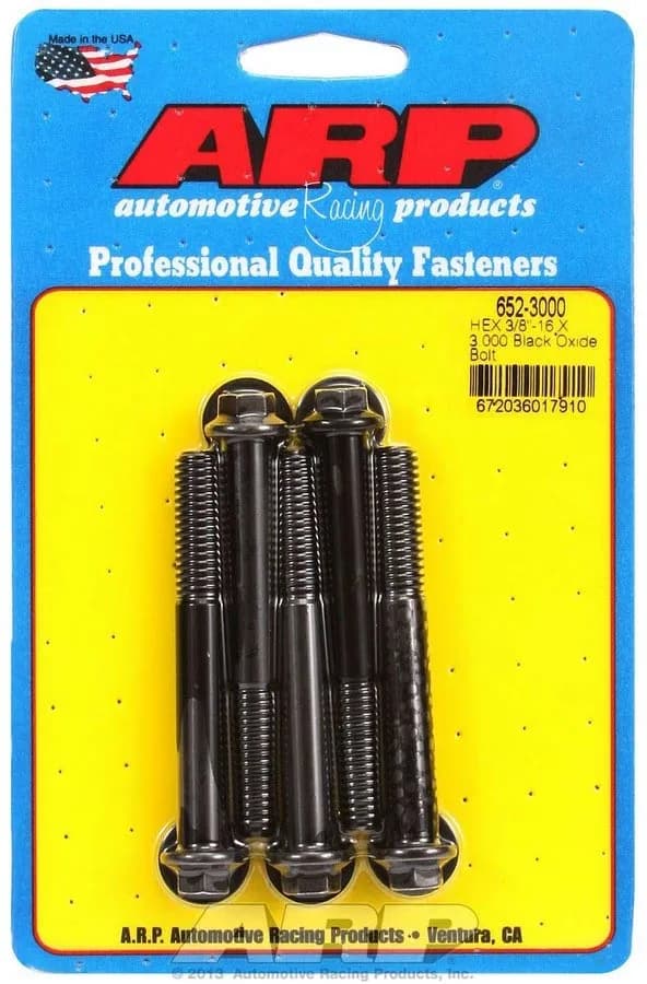 3/816 x 3.000 Hex Black Oxide Bolts