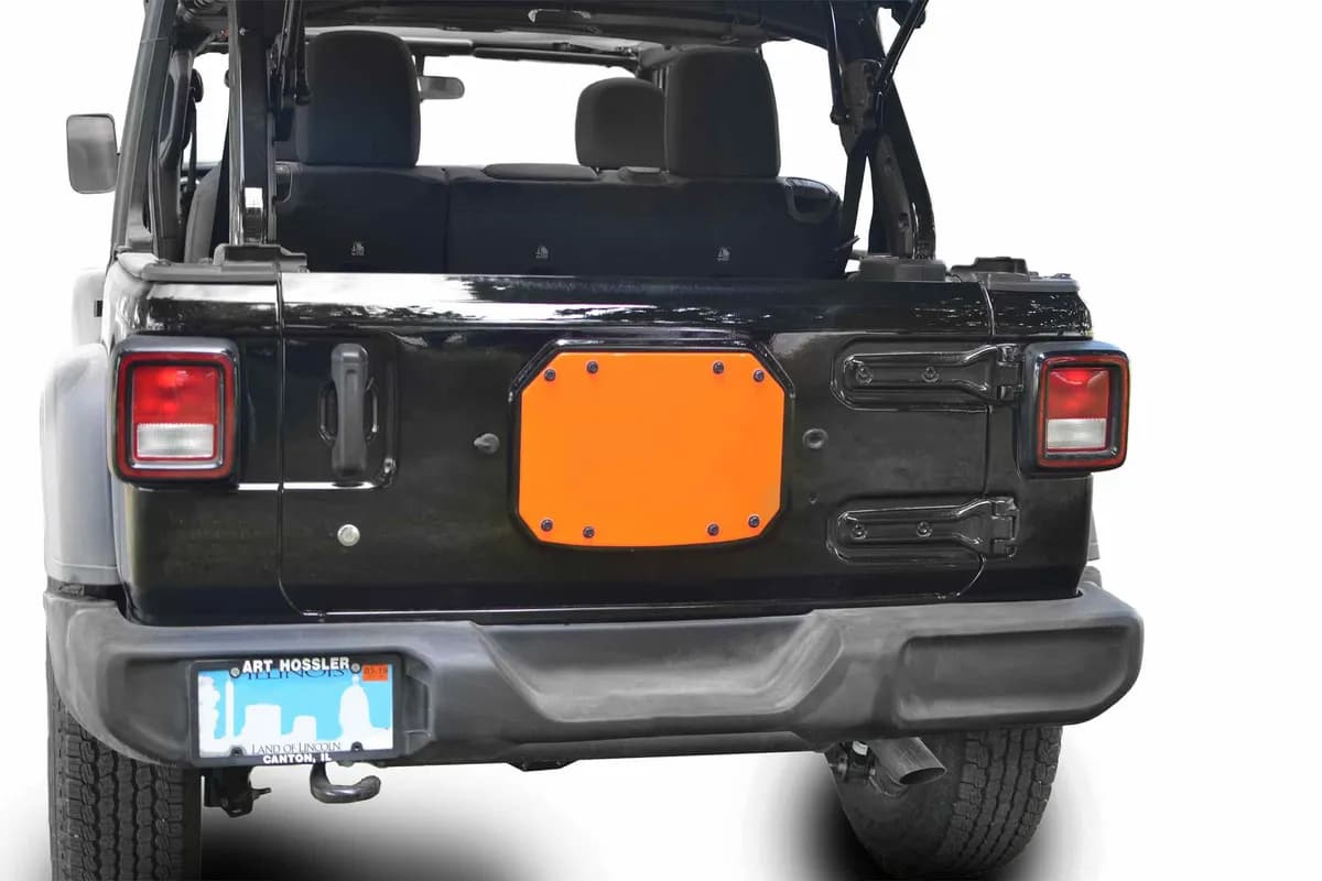 Wheels and Tires 2018 to Present Spare Tire Delete Plate Fluorescent Orange