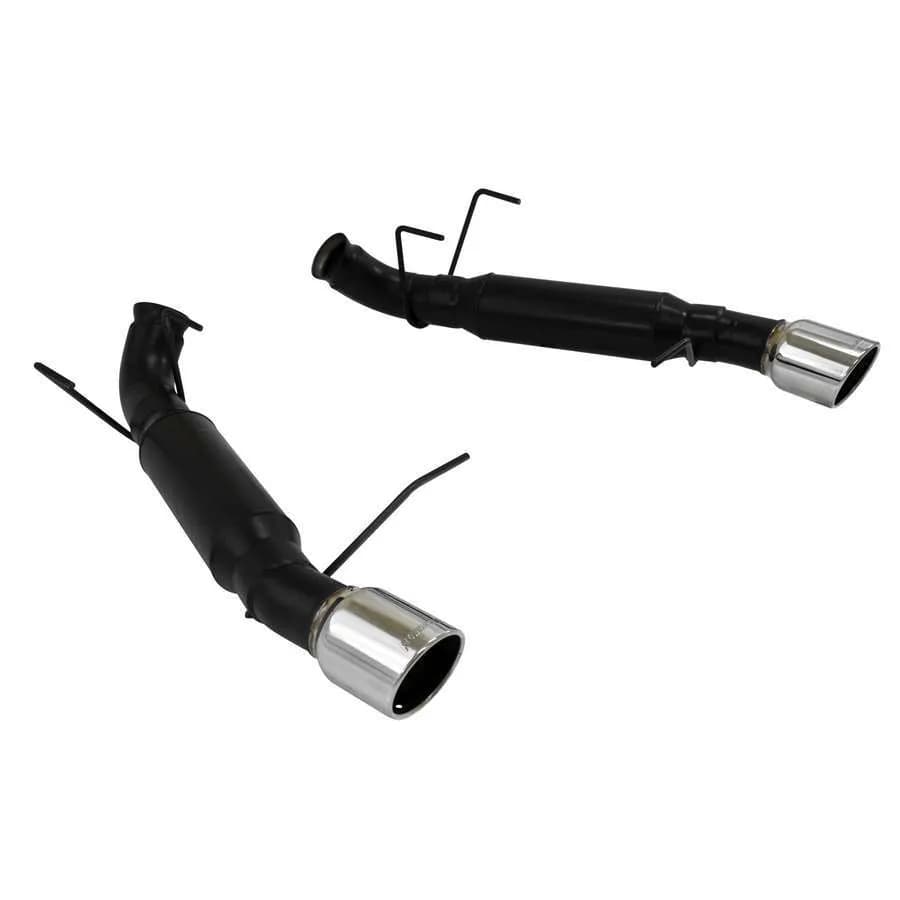 11-12 Mustang GT 5.0L V8 Axle-Back Outlaw Mufflers Mandrel Bent 3in. 16 Gauge Tubing 4in. Polished T304 Stainless Steel Tips DOR Outlaw 409S Stainless Steel