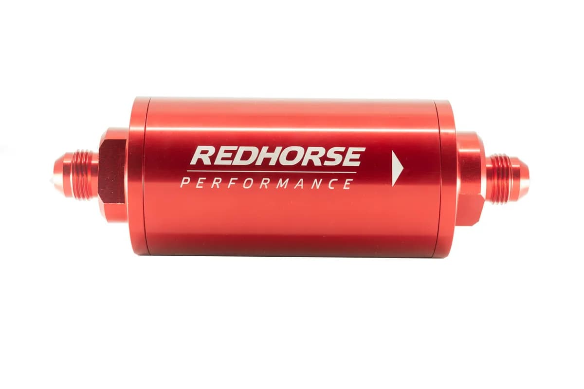 6in Cylindrical in Line Race Fuel Filter 08 an Red