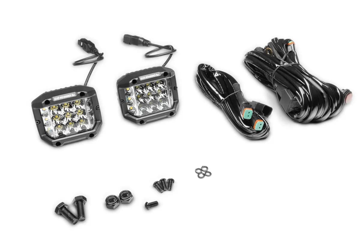 go Rhino 750300323scs Bright Series - Sideline 4x3 LED Spot Lights, Pair
