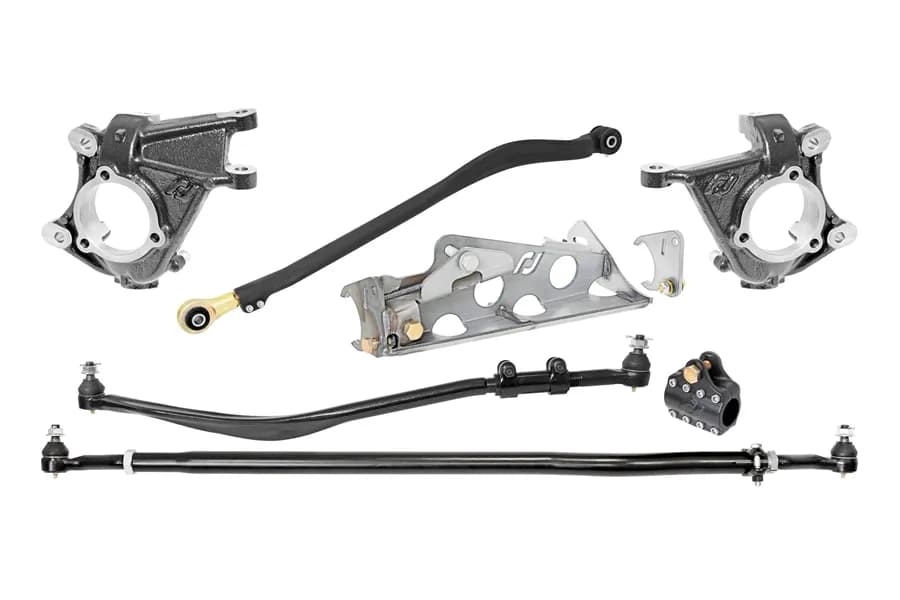 Currectlync Wrangler JK High Steer Kit For Ram Assist. Incl. Knuckles Drag Link Tie Rod Jeep JL/JT Trac Bar Trac Bar Reloc/Ram Mount Tie Rod Clamp RockJock 4x4