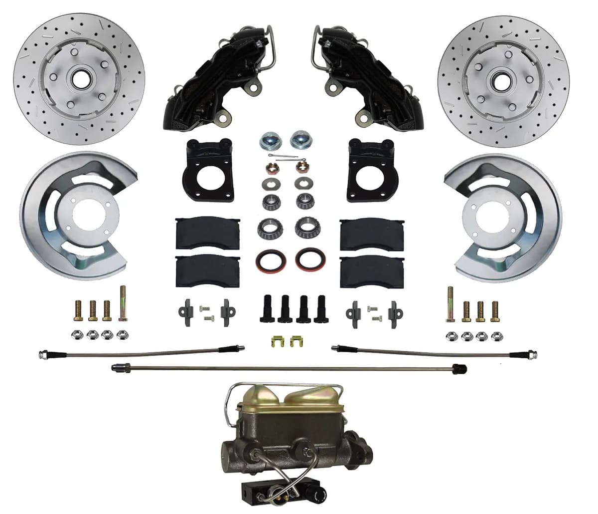 Leed Brakes BFC0001-4C7X Manual Front Kit with Drilled Rotors and Black Powder Coated Calipers