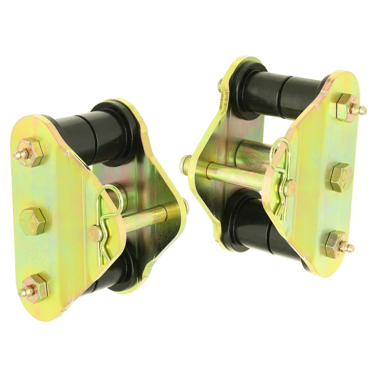 Heavy Duty Leaf Spring Shackles; Incl. Urethane Bushings; Heavy Duty Greasable Bolts; Pair; Front; For Use w/PN[CE-9033F];